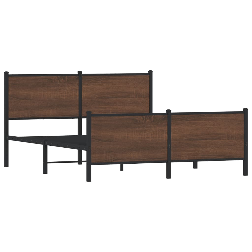 Estrutura de cama sem colchão 140x200cm metal carvalho castanho