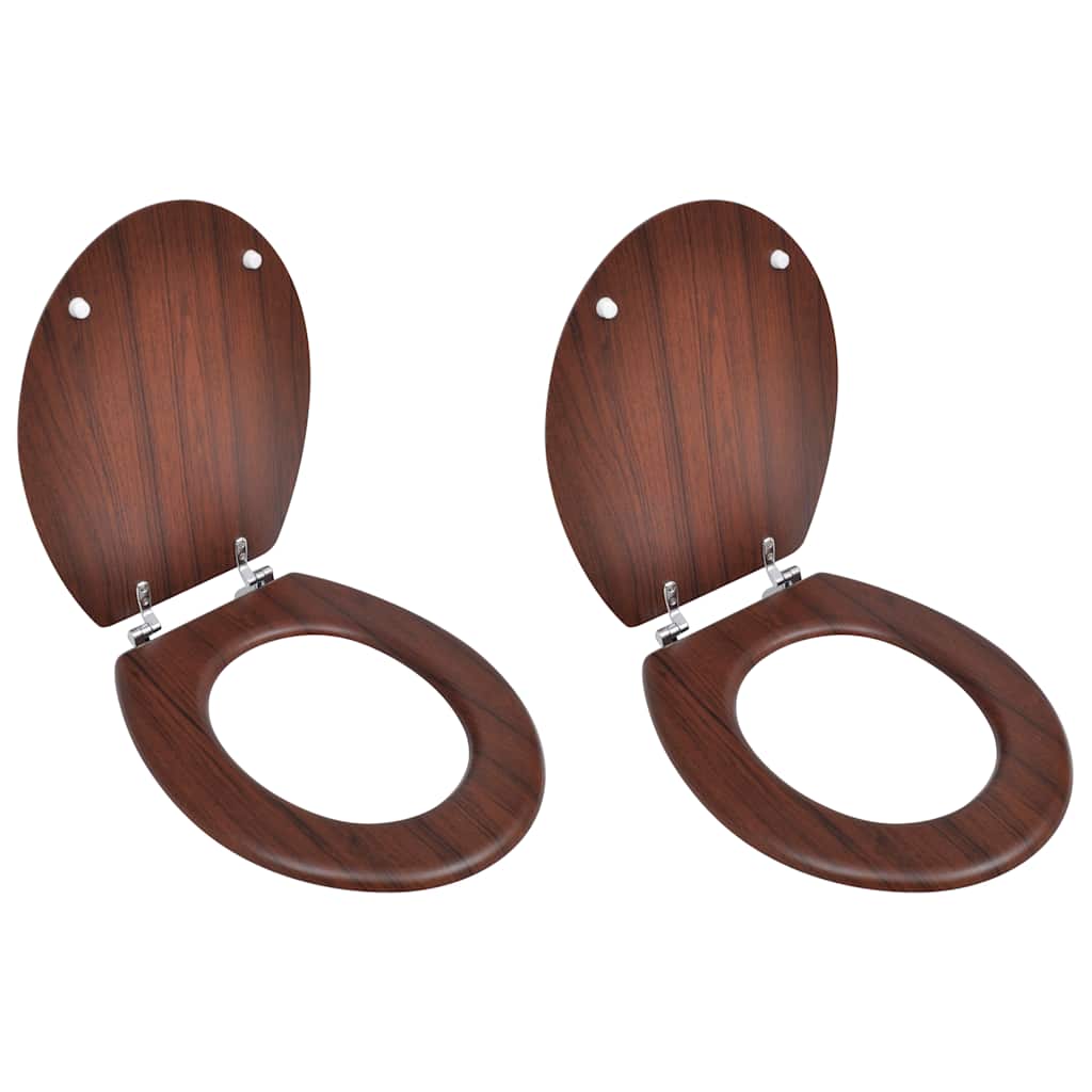 Assentos de sanita com tampas 2 pcs MDF castanho