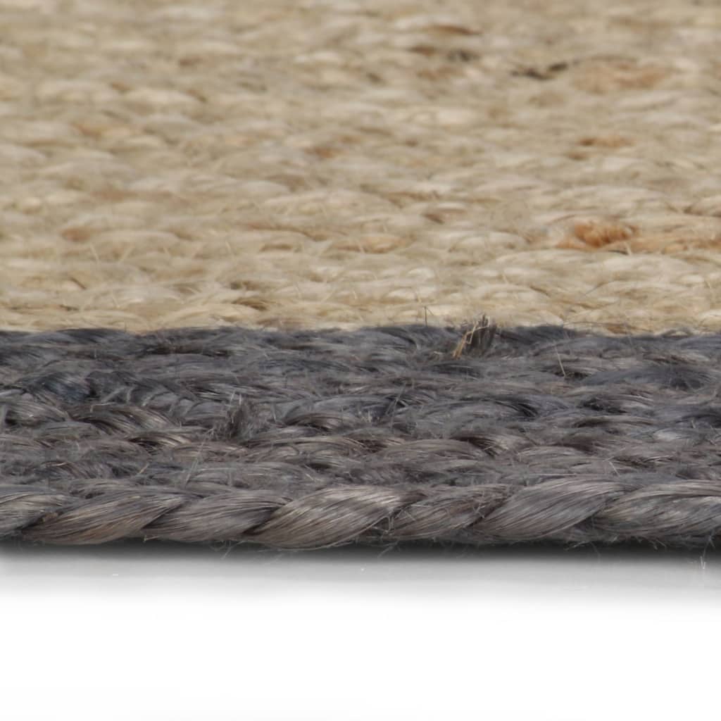 Tapete artesanal em juta com rebordo cinzento escuro 150 cm
