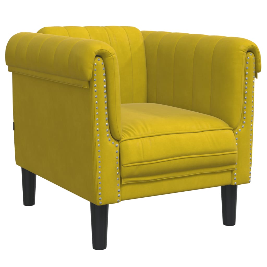 3 Pcs conjunto de sofás veludo amarelo