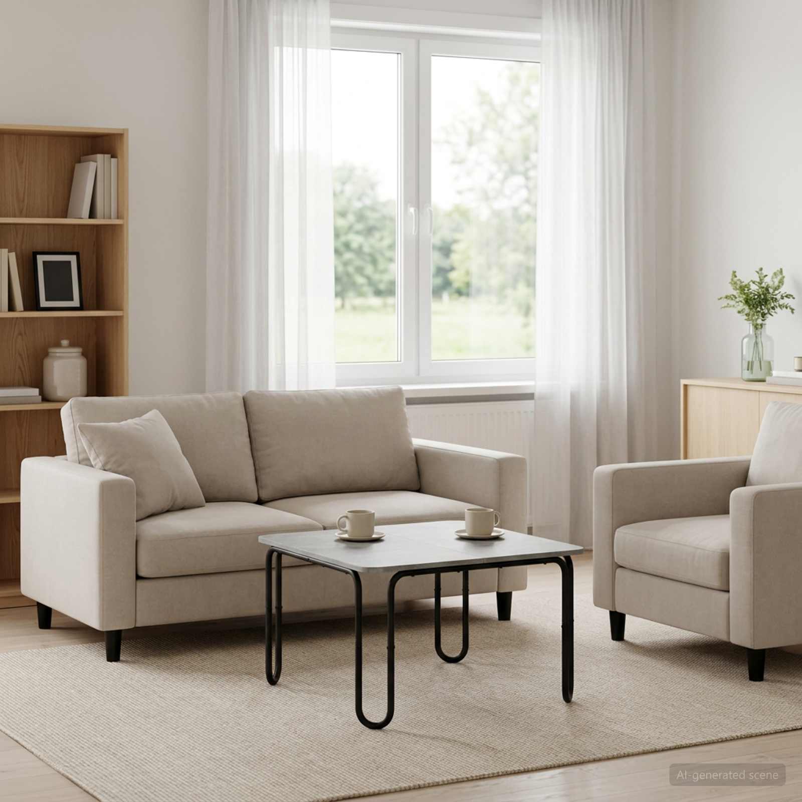 Mesa de centro cinzento cimento 59 x 59 x 45 cm