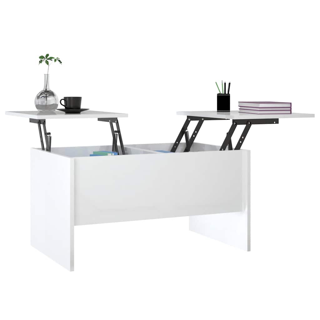 Vidaxlmesa decentro80x50x42,5cm madeira processada branco brilhante