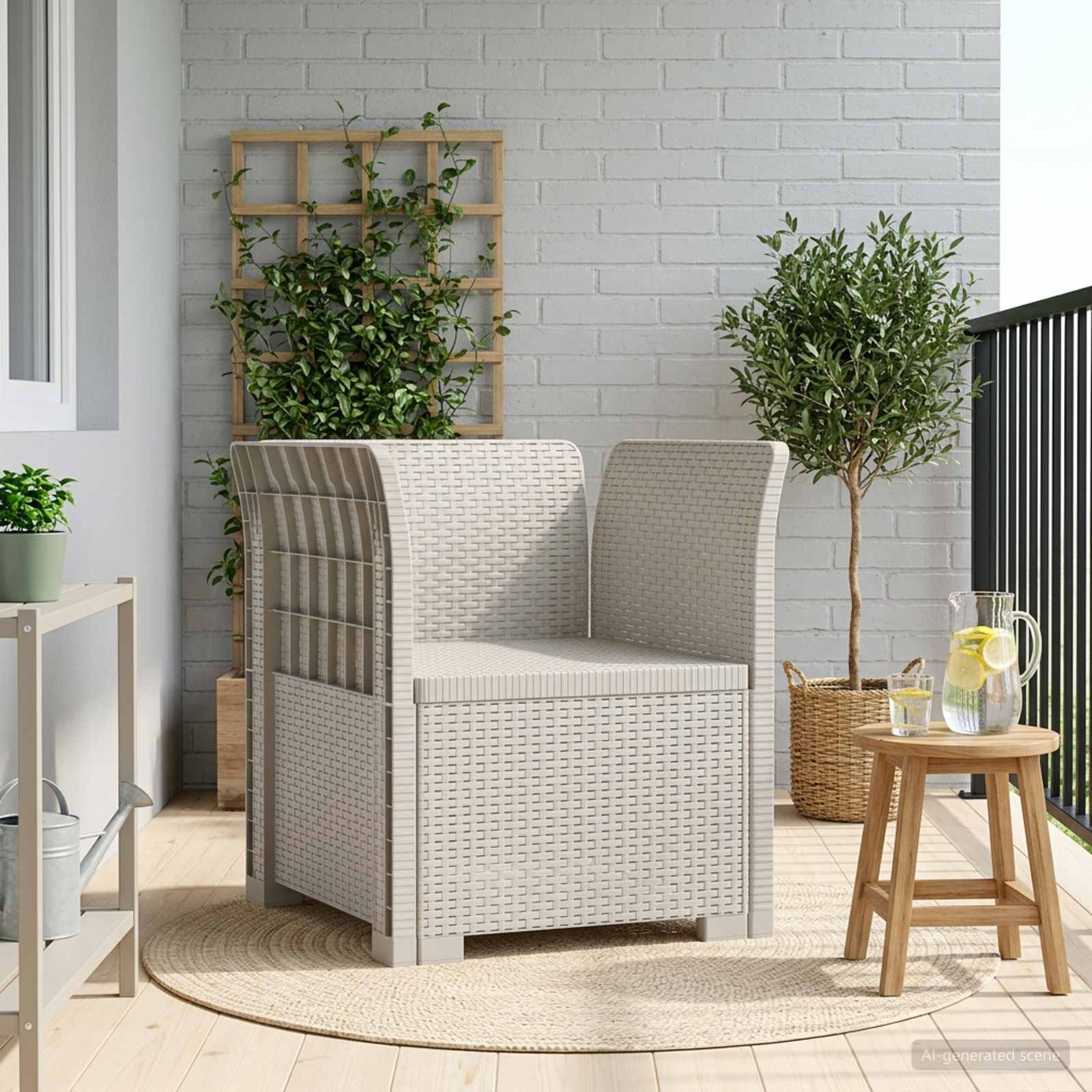 Poltrona 1 lugar look rattan PP branco