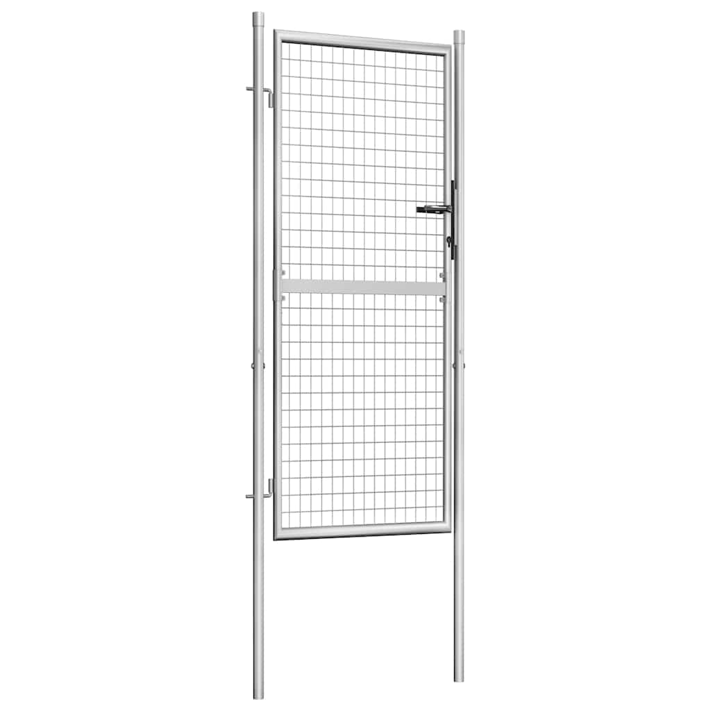 Portão de jardim em aço galvanizado 100x175 cm prata