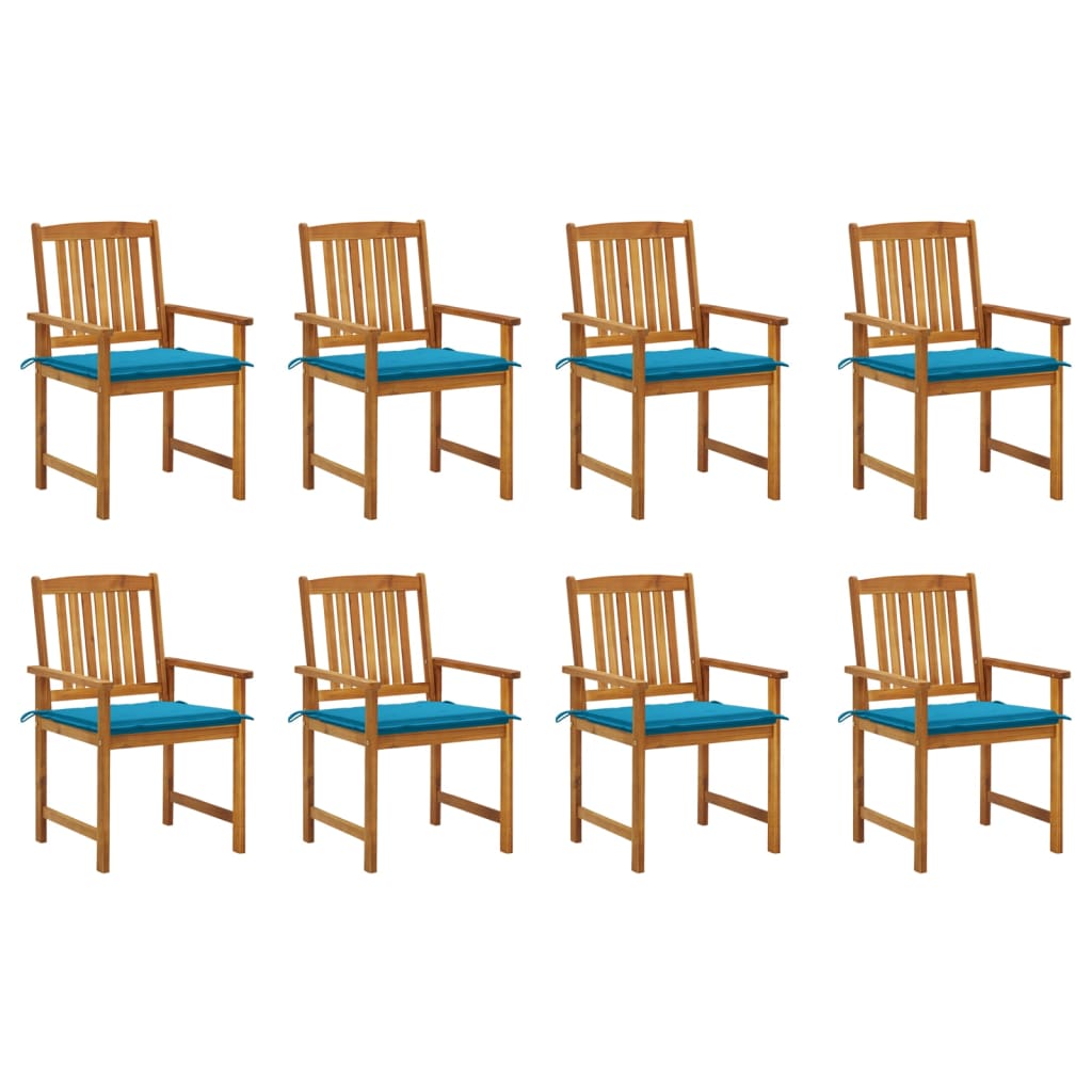 Cadeiras de jardim com almofadões 8 pcs acácia maciça