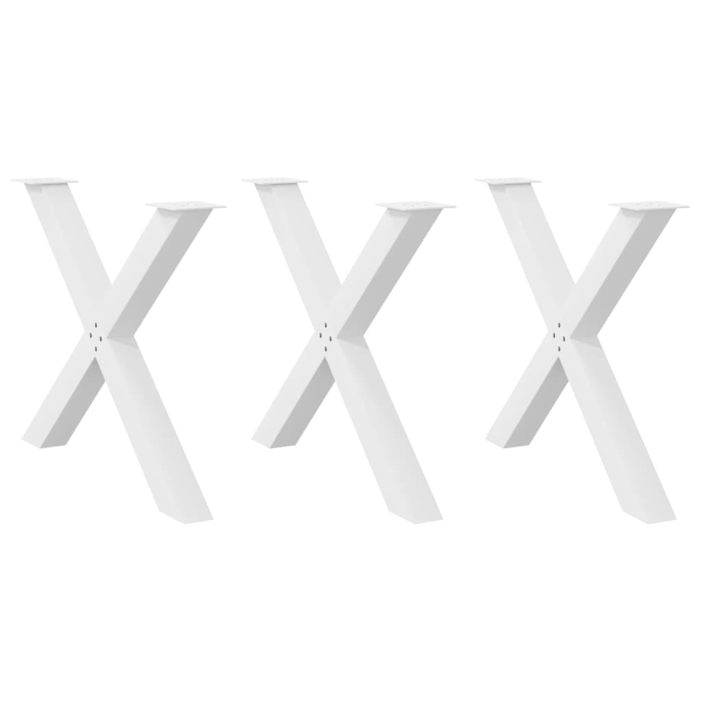 Pés para mesa de jantar em formato de x, 3 peças, branco, 90x (72-73) cm, aço