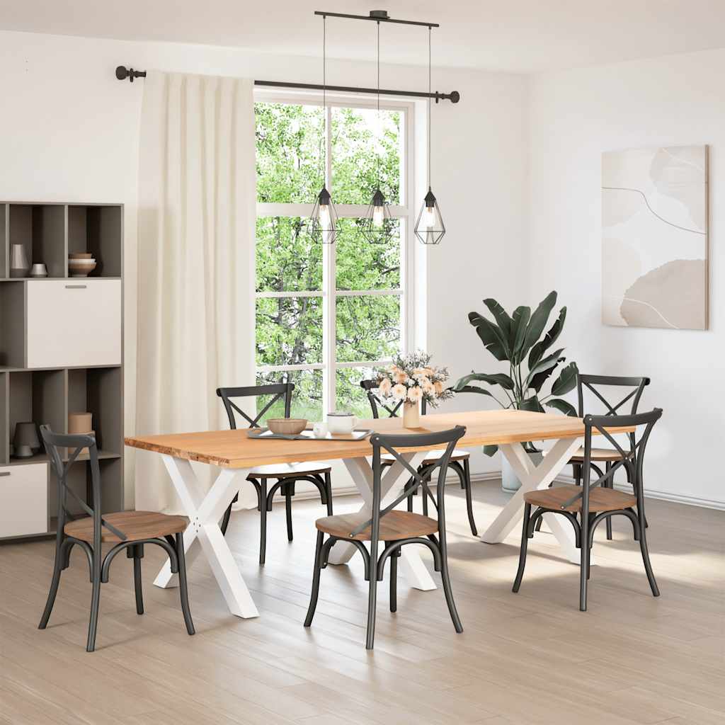 Pés para mesa de jantar em formato de x, 3 peças, branco, 90x (72-73) cm, aço
