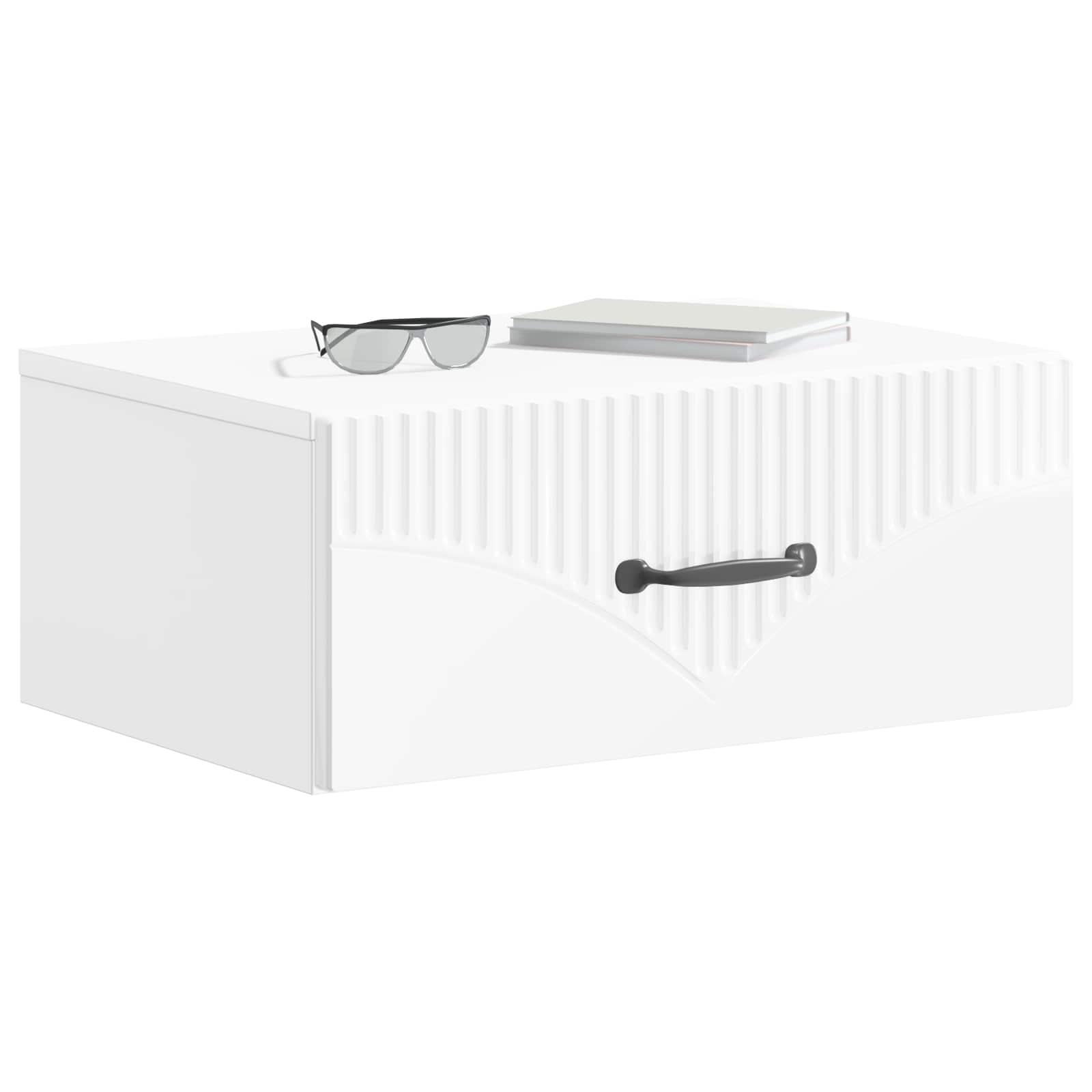 Gabinete de canto montado na parede com gaveta branco brilhante