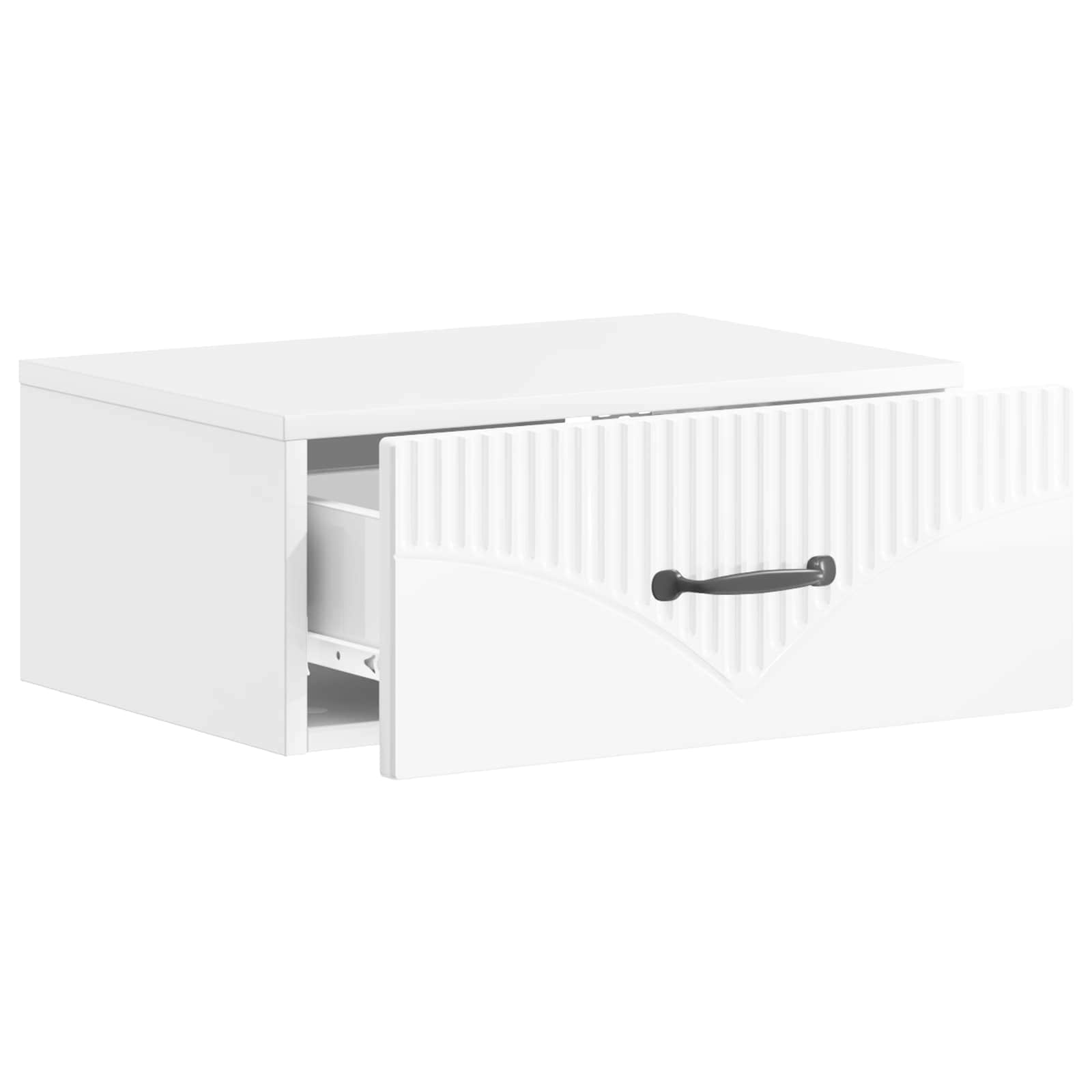 Gabinete de canto montado na parede com gaveta branco brilhante