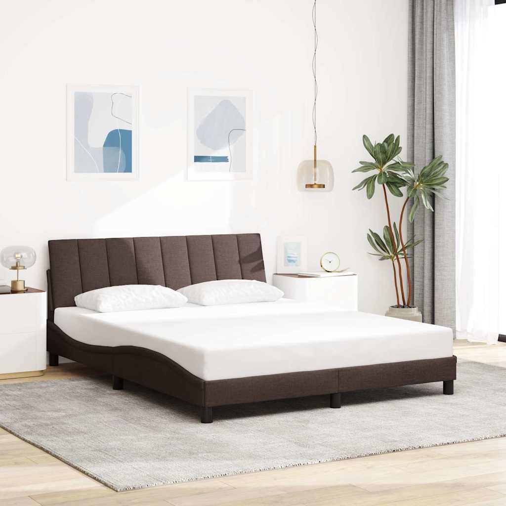 Estrutura de cama sem colchão hanko 160x200 cm tecido castanho-escuro