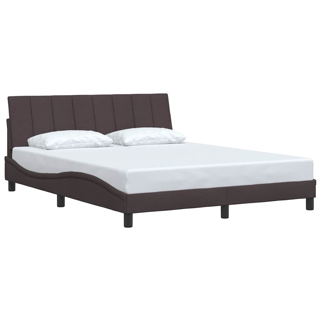 Estrutura de cama sem colchão hanko 160x200 cm tecido castanho-escuro
