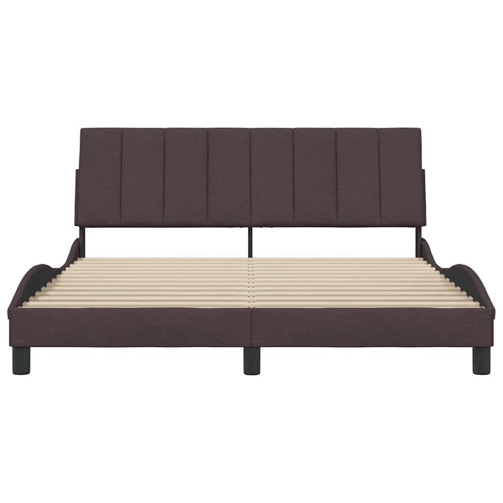 Estrutura de cama sem colchão hanko 160x200 cm tecido castanho-escuro