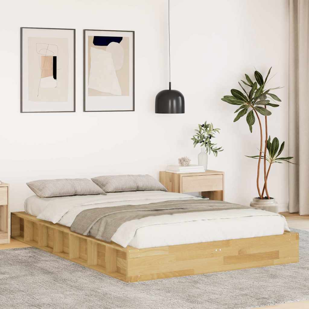 Estrutura de cama sem colchão 120x200 cm madeira de carvalho