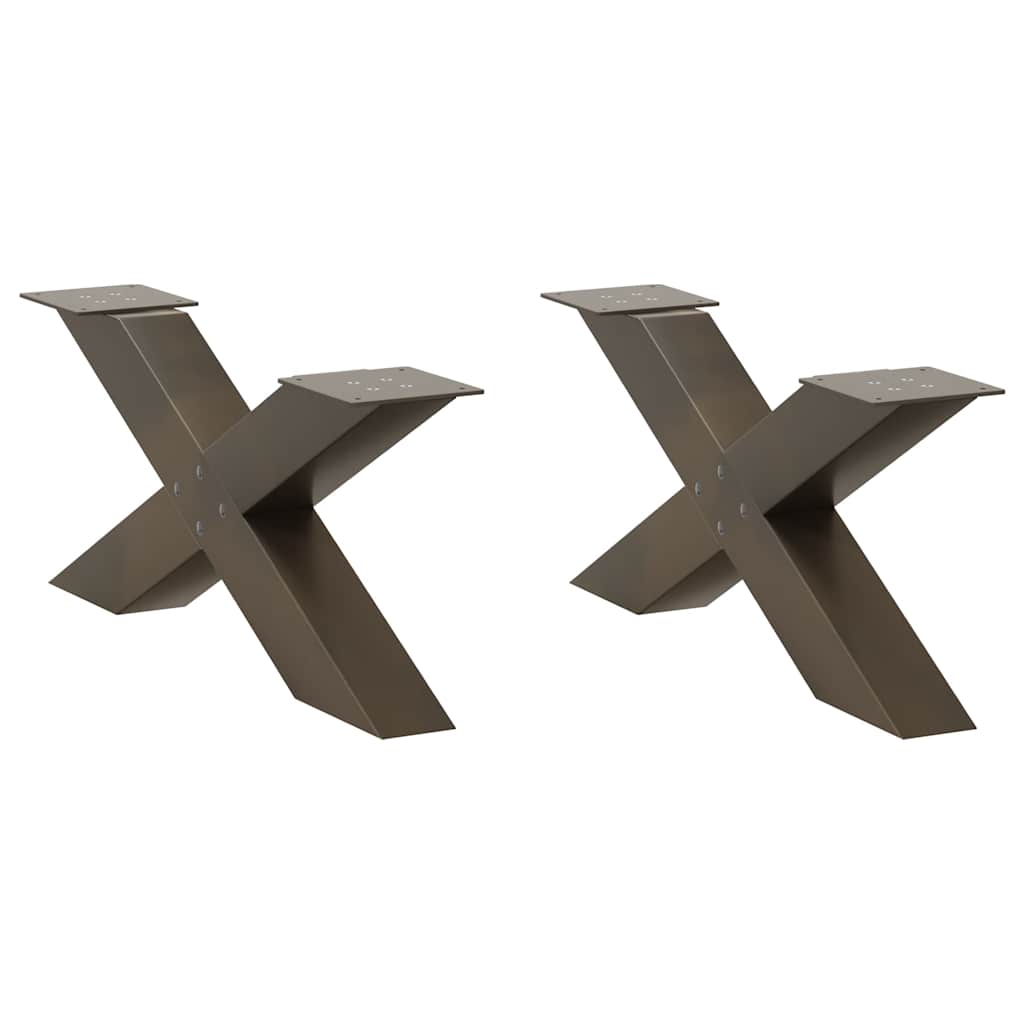 Pés para mesa de centro em formato de x, 2 peças, aço natural, 70x(30-31) cm, aço