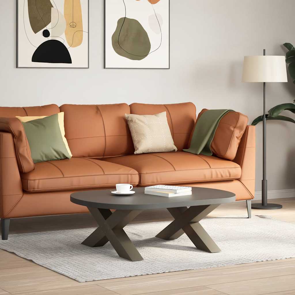 Pés para mesa de centro em formato de x, 2 peças, aço natural, 70x(30-31) cm, aço