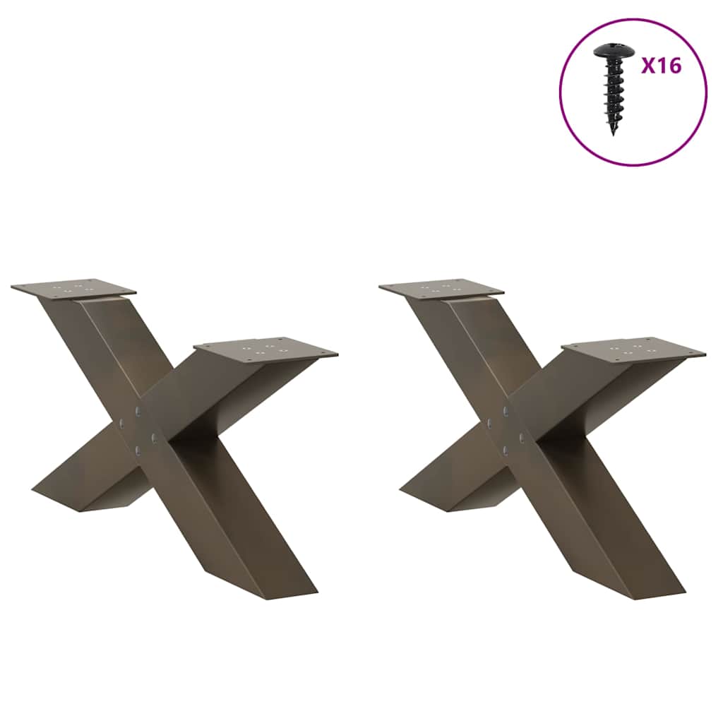Pés para mesa de centro em formato de x, 2 peças, aço natural, 70x(30-31) cm, aço