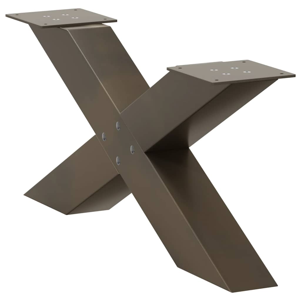 Pés para mesa de centro em formato de x, 2 peças, aço natural, 70x(30-31) cm, aço