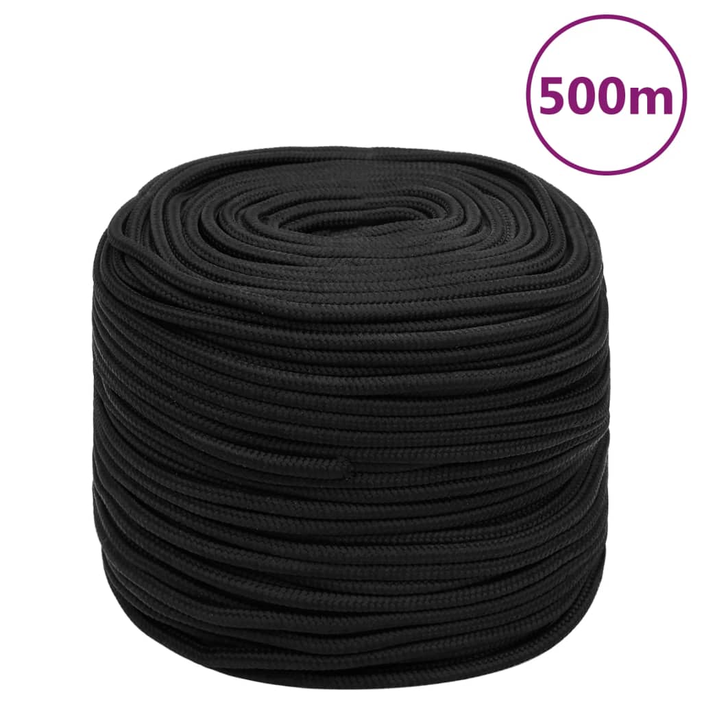 Corda de barco 6 mm 500 m polipropileno preto completo
