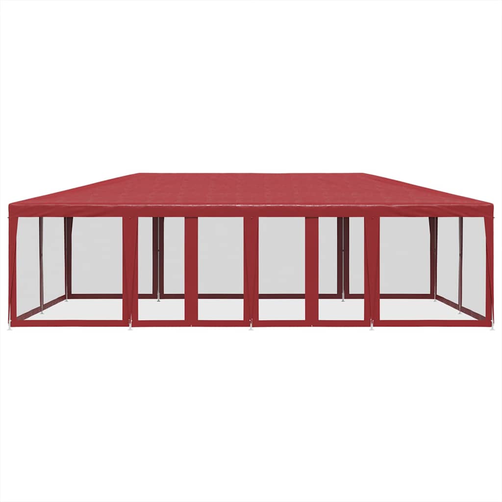 Tenda p/ festas c/ 12 paredes laterais malha 8x4m pead vermelho