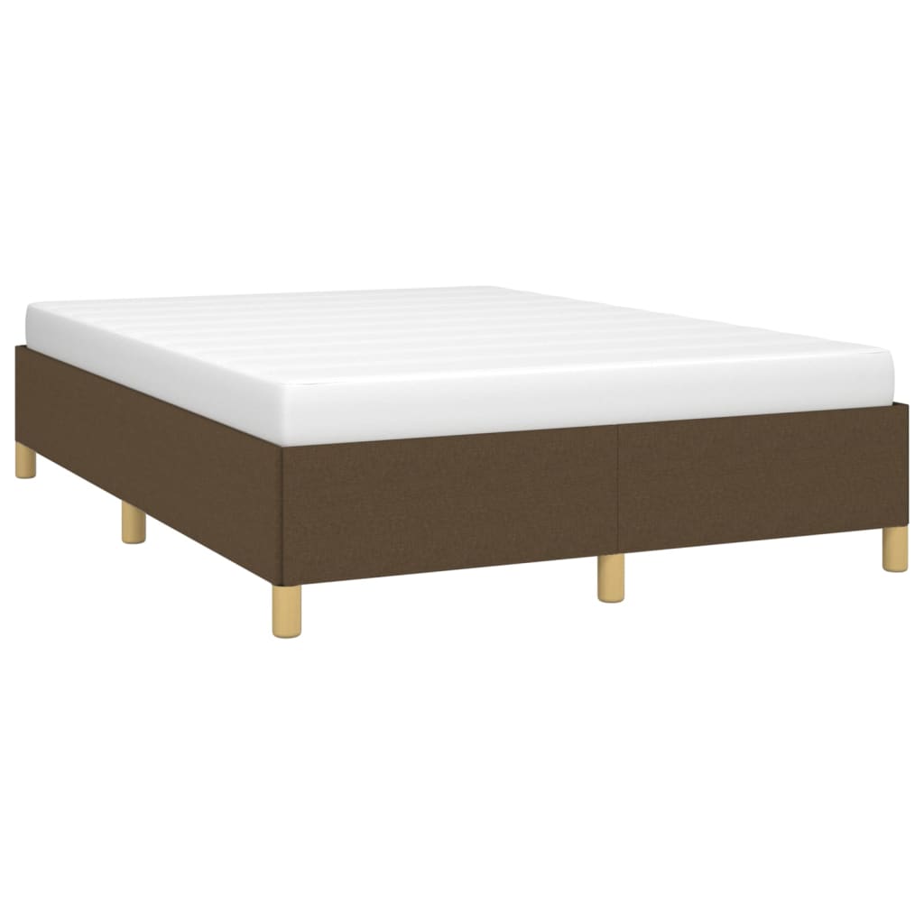 Estrutura de cama sem colchão 140x190 cm tecido castanho-escuro