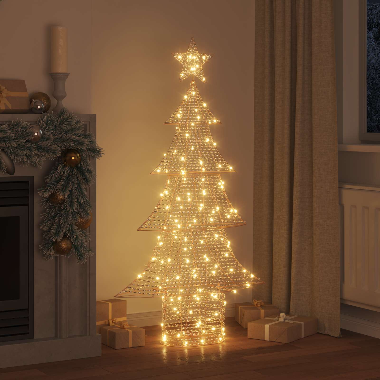 Árvore de natal com 160 leds branco quente 151 cm PET