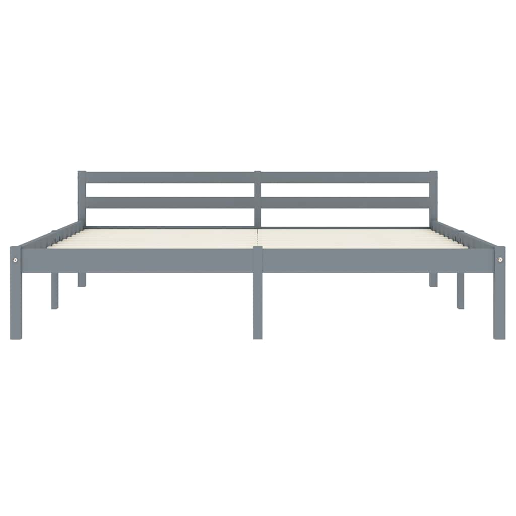 Estrutura de cama 160x200 cm madeira pinho maciço cinzento