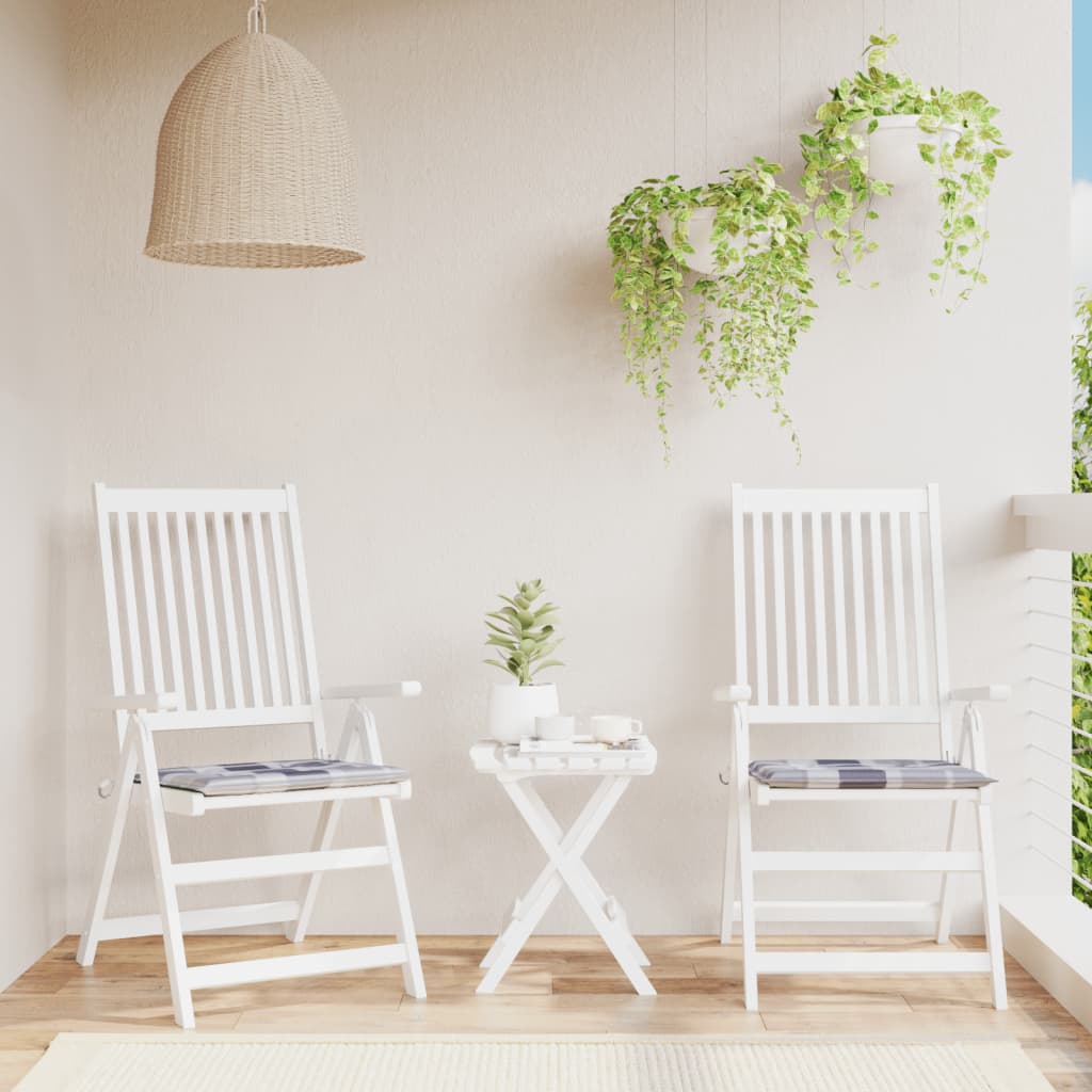Almofadões cadeiras jardim 2pcs tecido oxford xadrez cinzento