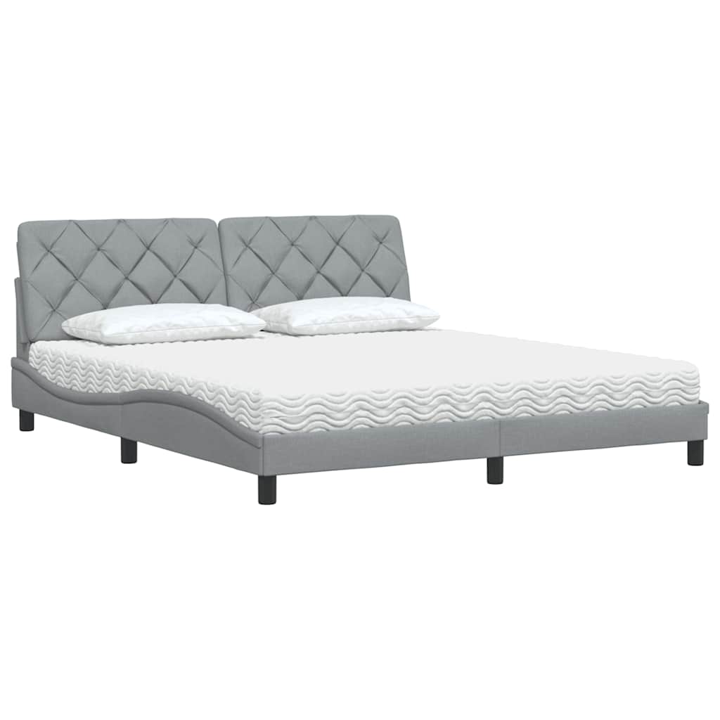 Cama com colchão 180x200 cm tecido cinzento-claro