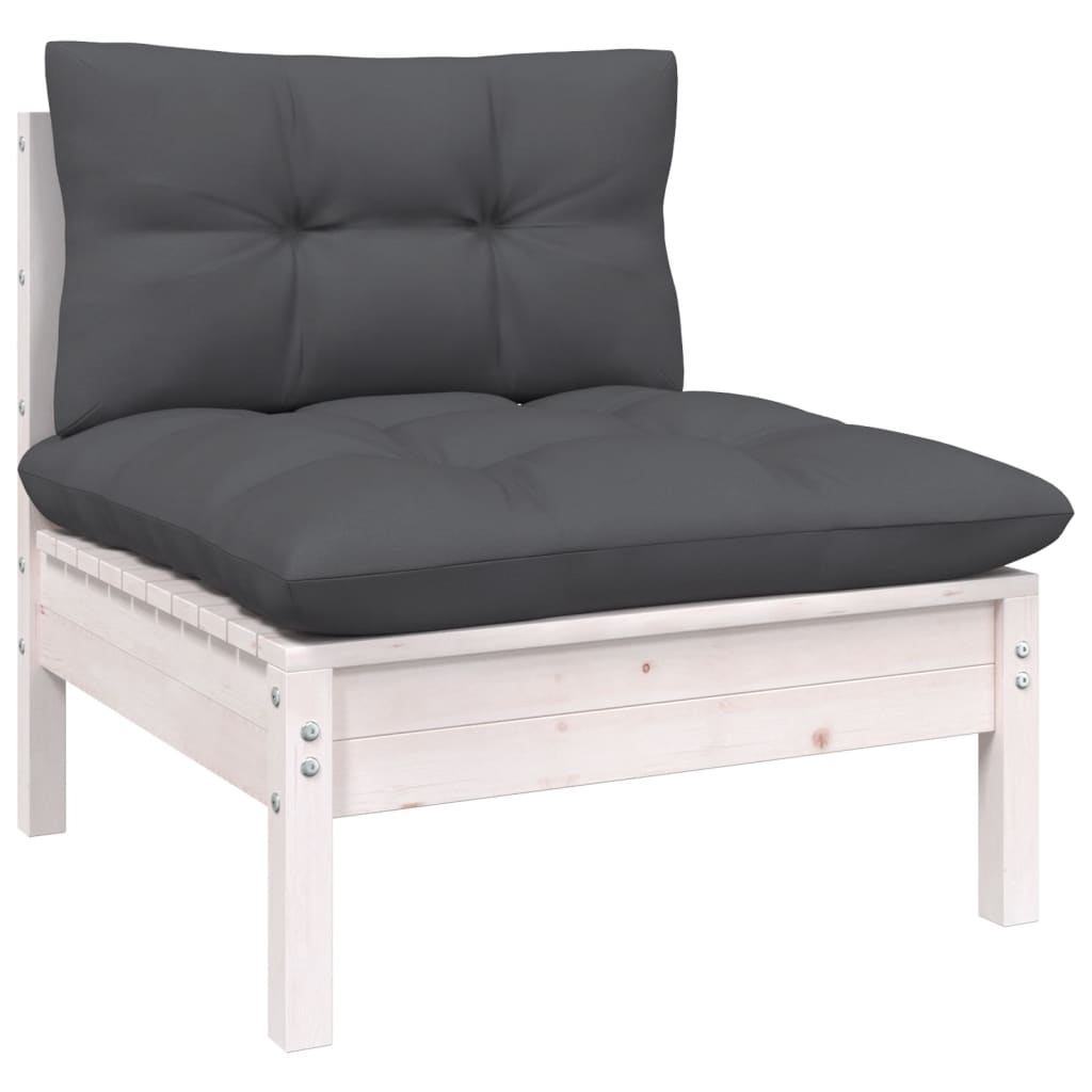 10 Pcs conjunto lounge de jardim c/ almofadões pinho branco