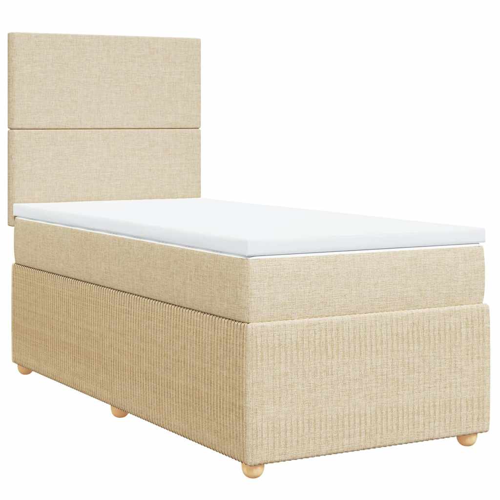Cama com molas/colchão 90x200 cm tecido cor crème