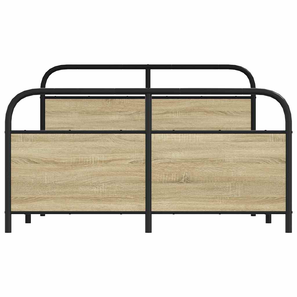Estrutura de cama sem colchão 137x190 cm metal carvalho sonoma