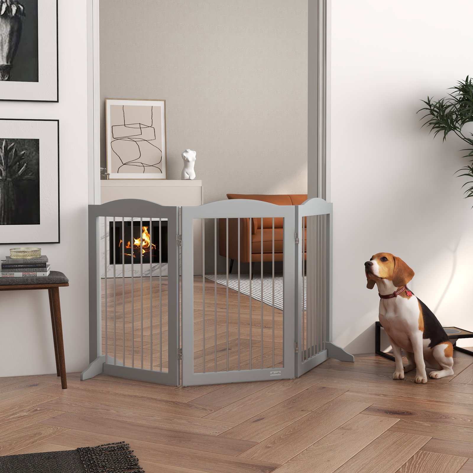 Barreira de segurança para cães barreira de segurança para escadas e portas dobrável com suporte de pé 154x30x80cm cinzento