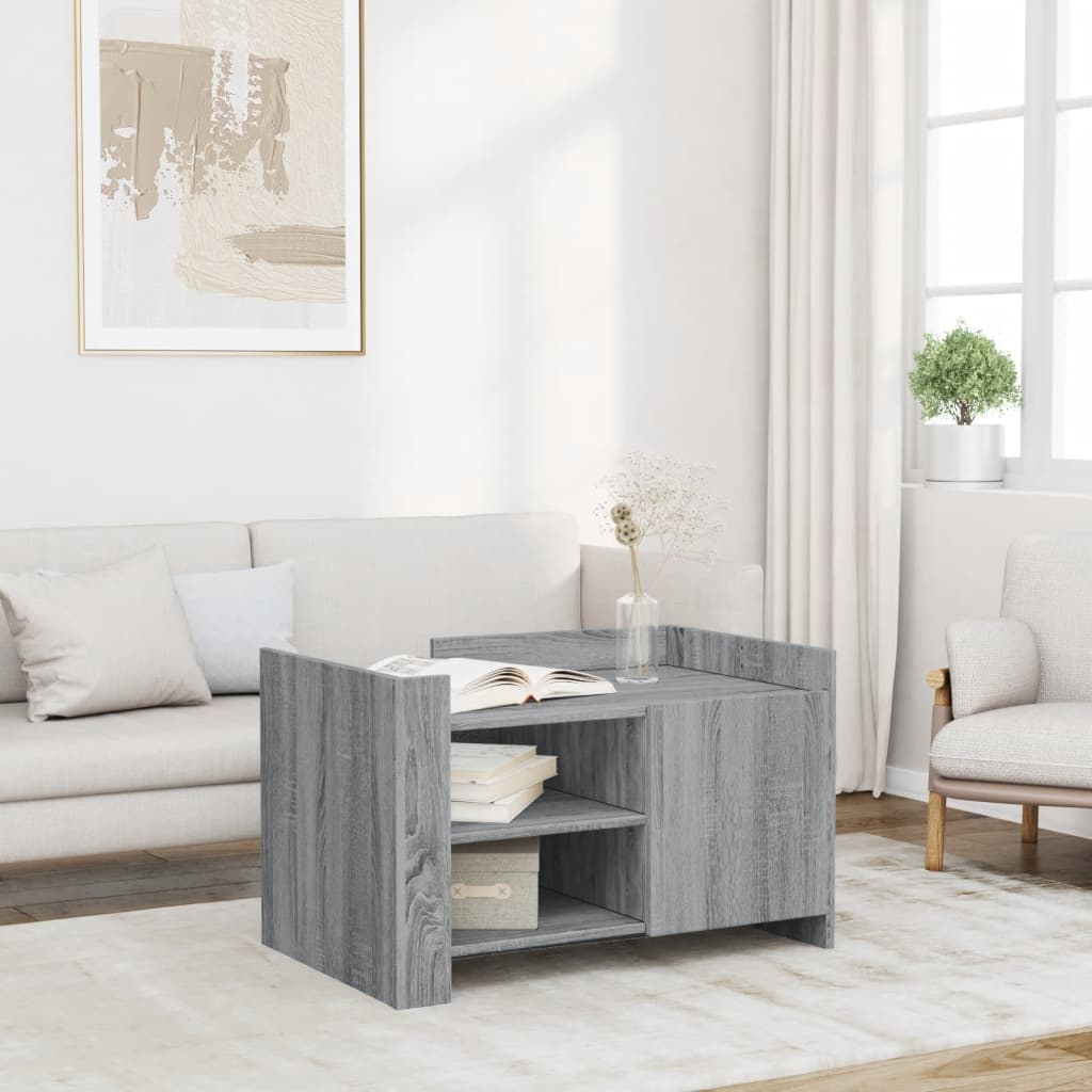 Mesa de centro 80x50x50 cm derivados de madeira cinzento sonoma