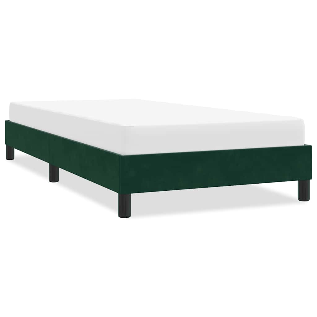 Estrutura de cama sem colchão 100x210 cm veludo verde-escuro