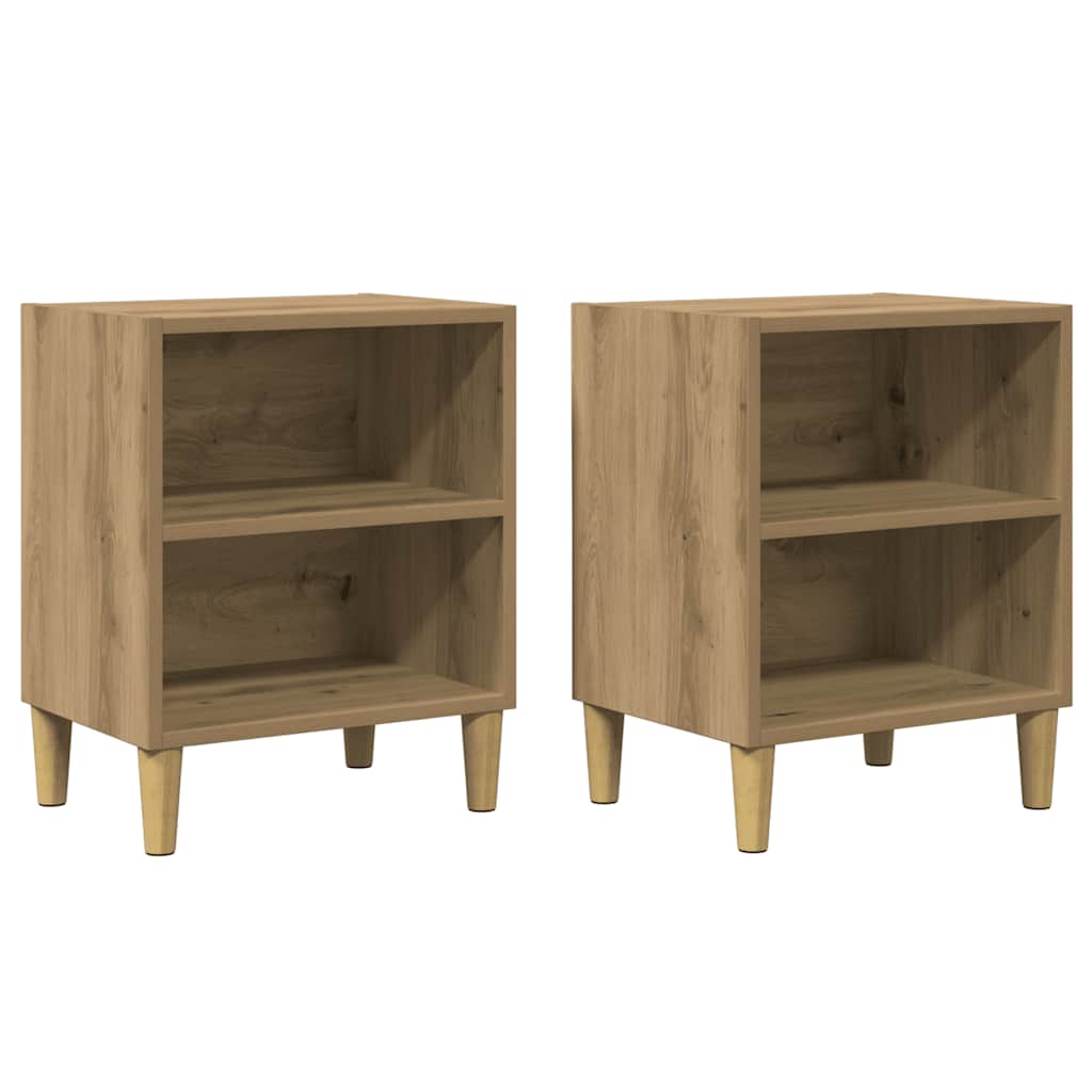 Mesas de cabeceira 2 pcs carvalho artesanal 40x30x50 cm