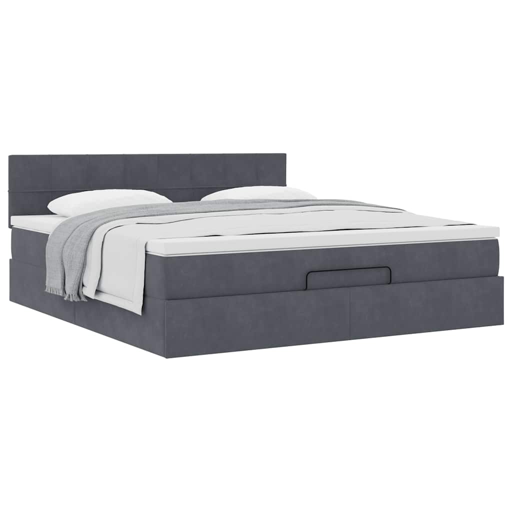 Estrutura de cama otomana com colchão 160x200cm cinzento escuro