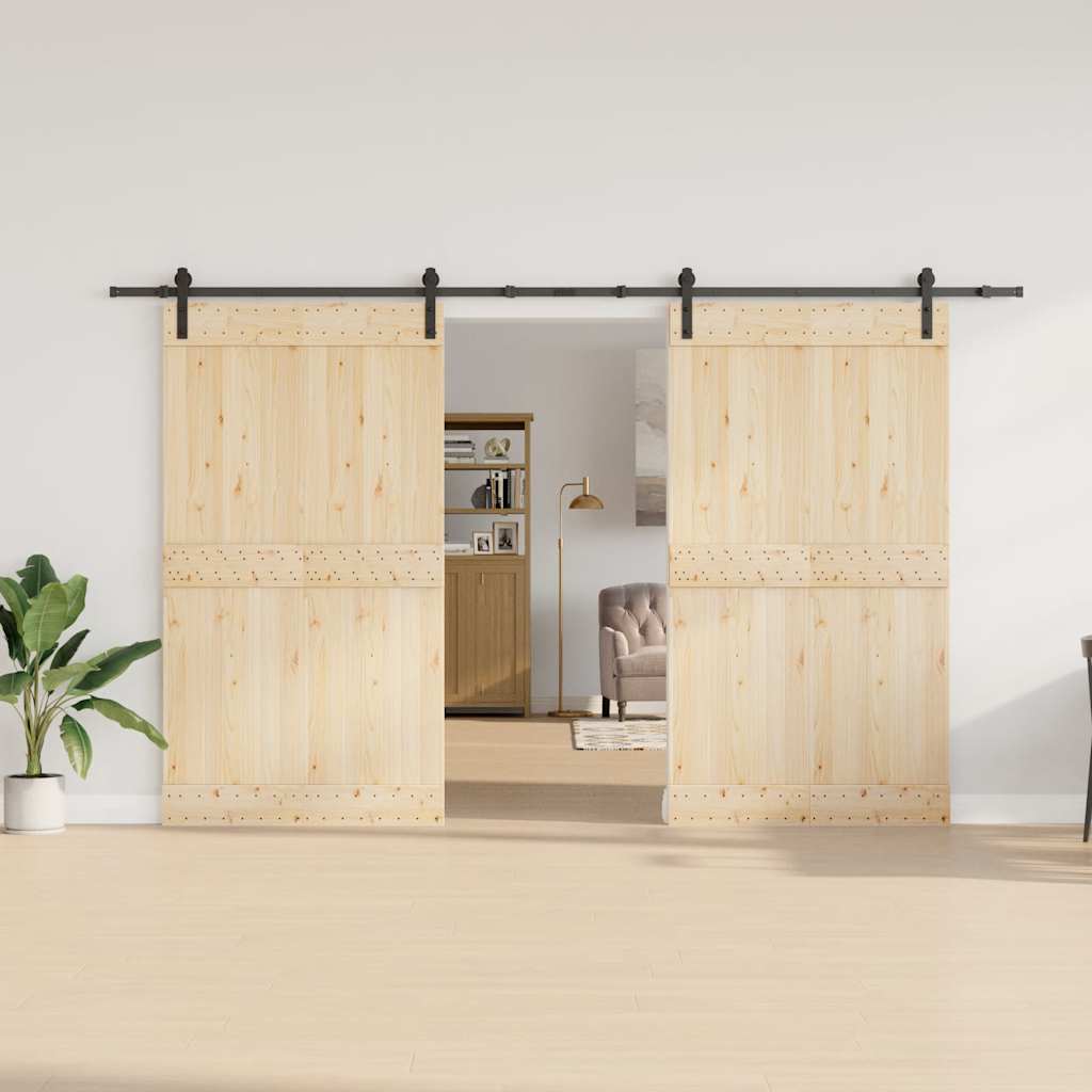 Kit de ferragens para porta deslizante 366 cm aço preto