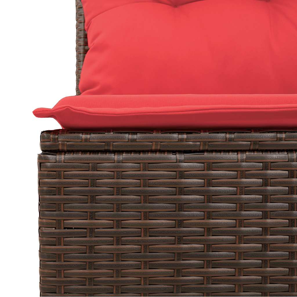 11 Pcs conjunto sofás de jardim c/ almofadões vime PE castanho