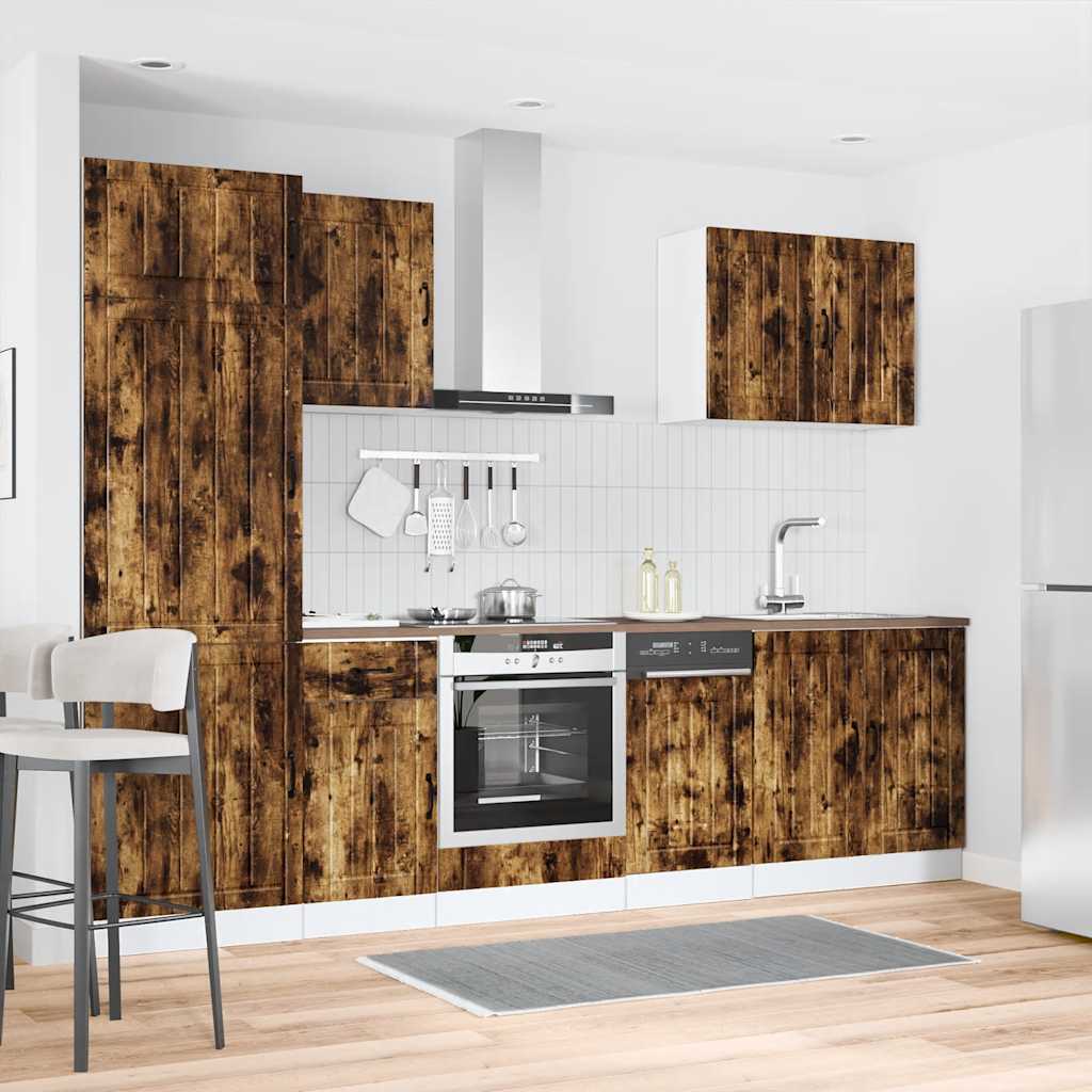 7 Peças armário de cozinha conjunto lucca carvalho fumado