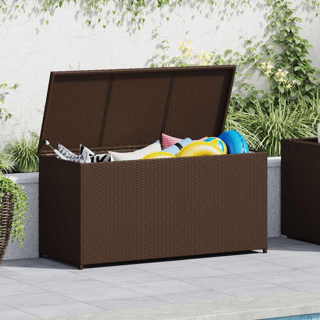 Caixa de arrumação para jardim 120x50x60 cm vime PE castanho
