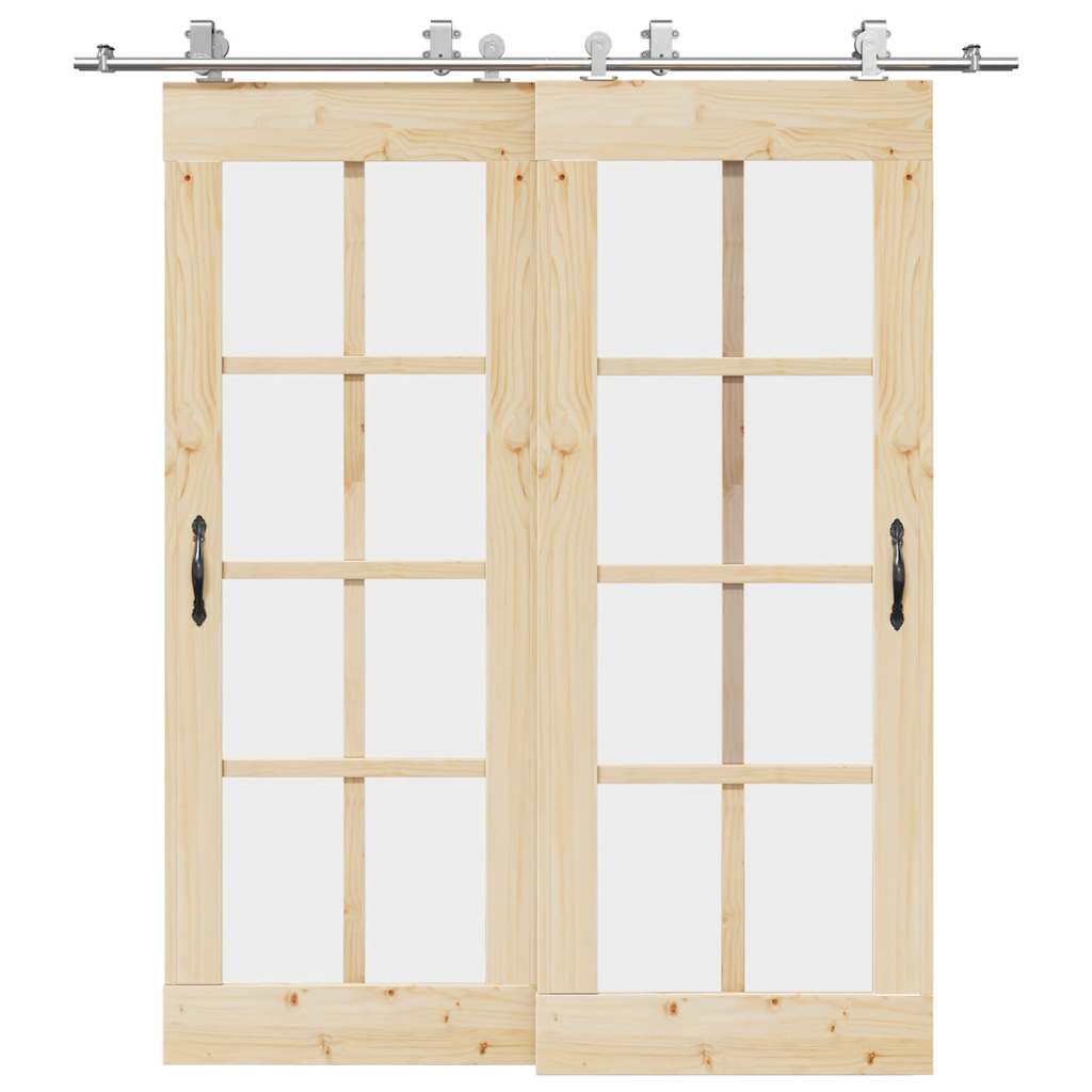 Kit ferragens p/ porta deslizante 200cm aço inoxidável prateado