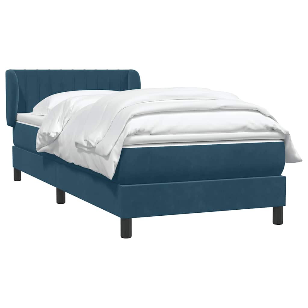 Cama com molas/colchão 80x220 cm veludo azul-escuro
