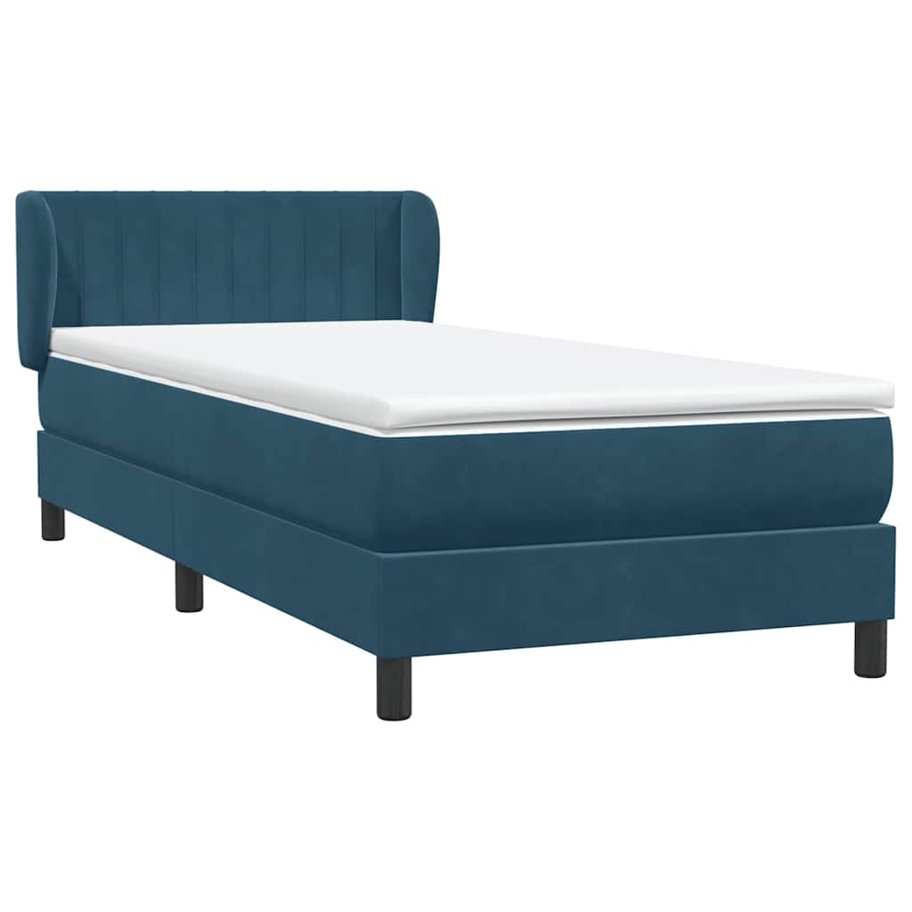 Cama com molas/colchão 80x220 cm veludo azul-escuro