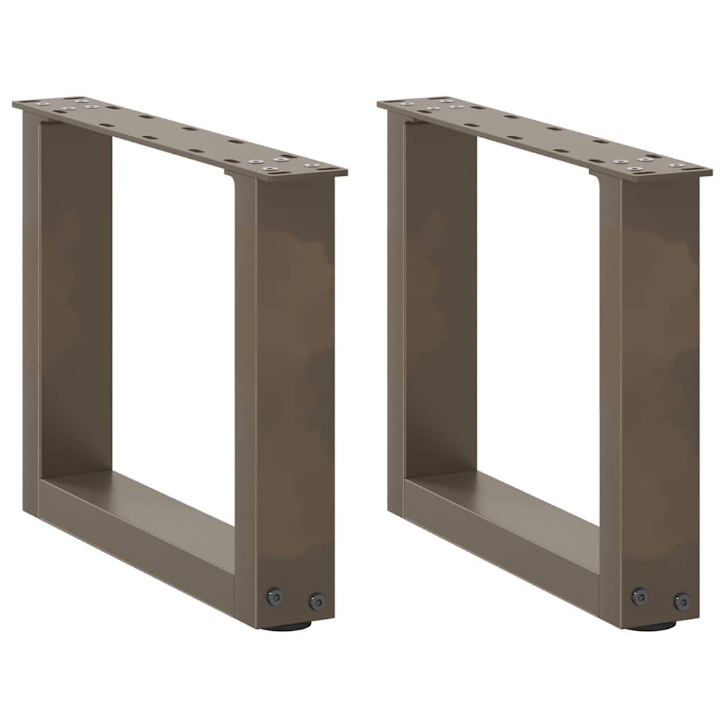 Pés para mesa de centro em formato de u, 2 peças, aço natural, 40x(30-31) cm, aço