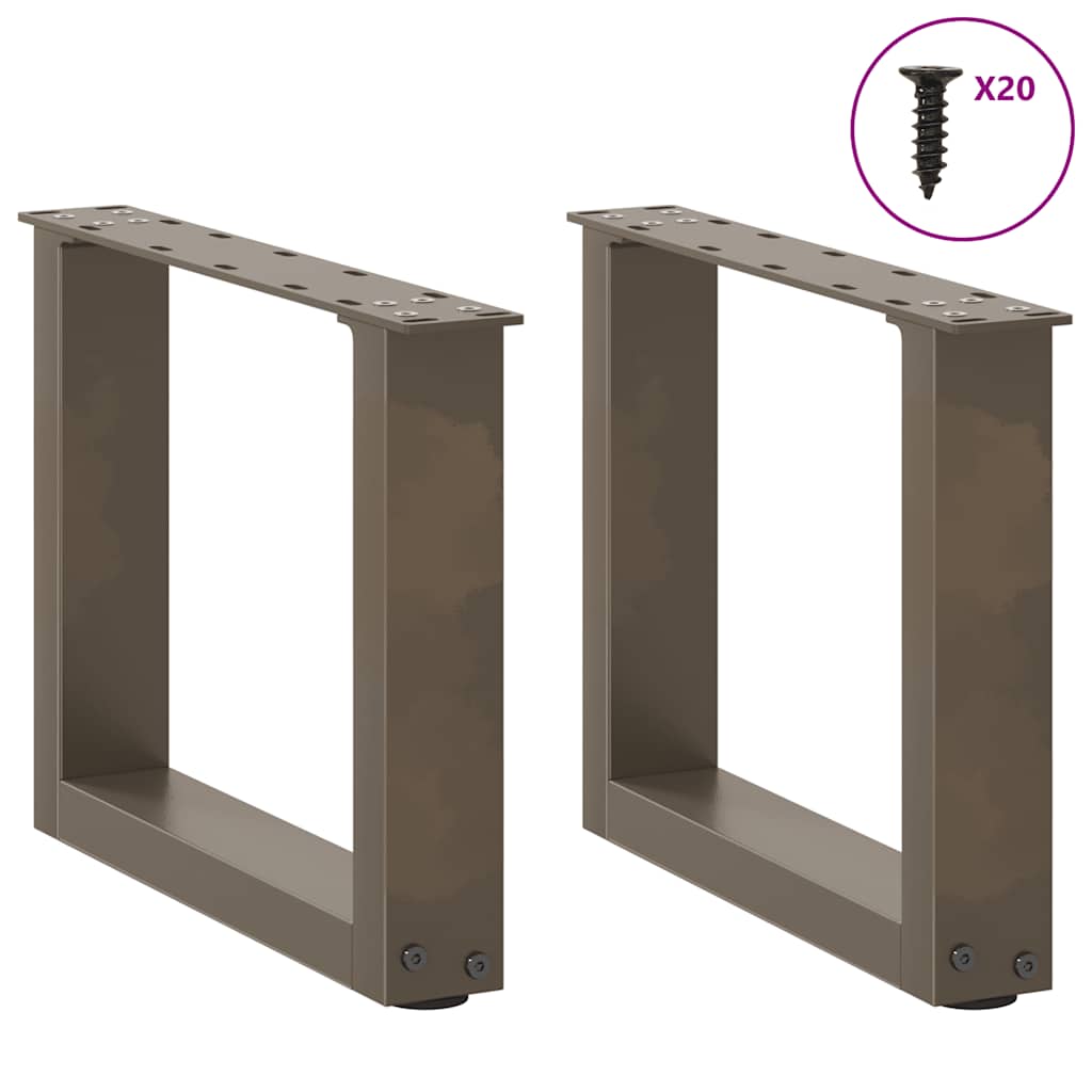 Pés para mesa de centro em formato de u, 2 peças, aço natural, 40x(30-31) cm, aço
