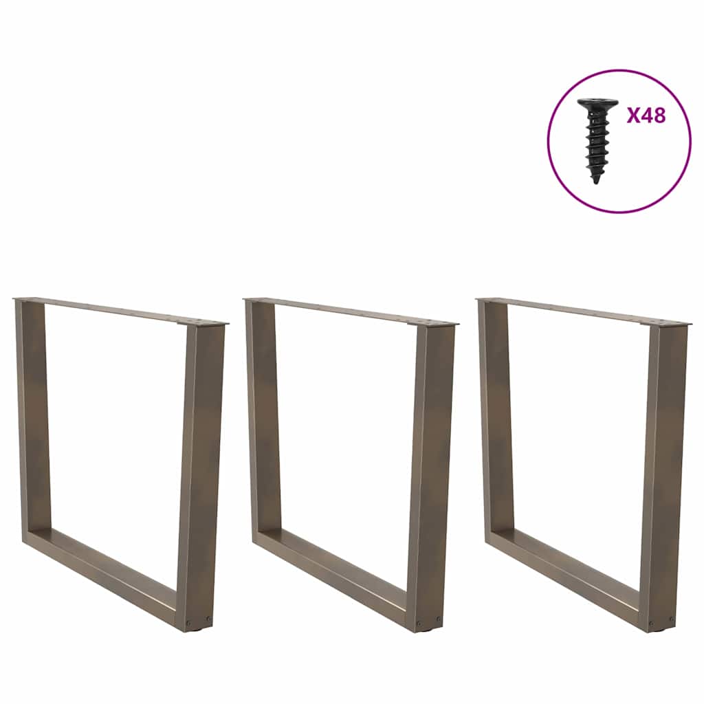 Pés para mesa de jantar em formato de v, 3 peças, aço natural, 100x(72-73,3) cm, aço