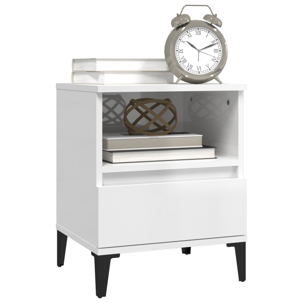 Mesas de cabeceira 2 pcs 40x35x50 cm branco brilhante