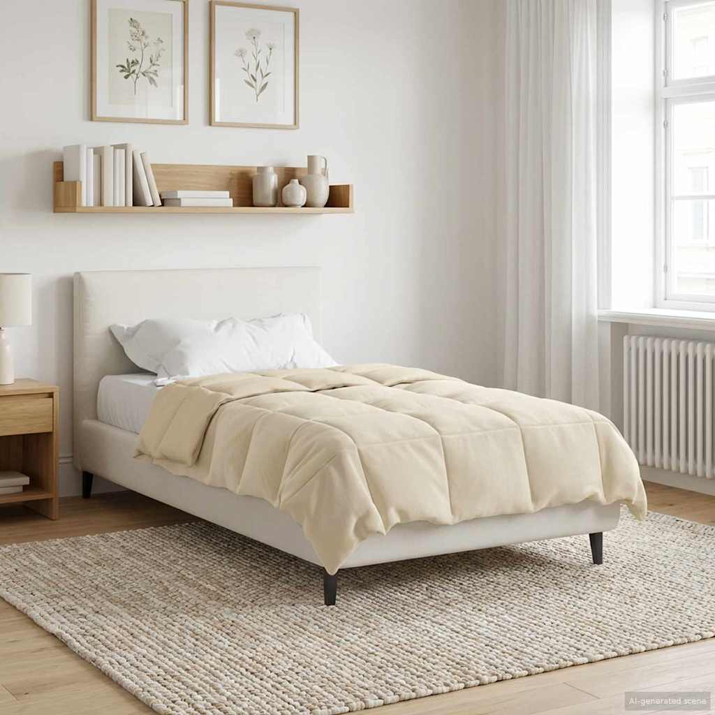 Duvet de ano inteiro colchonete creme 155 x 200 cm microfibra