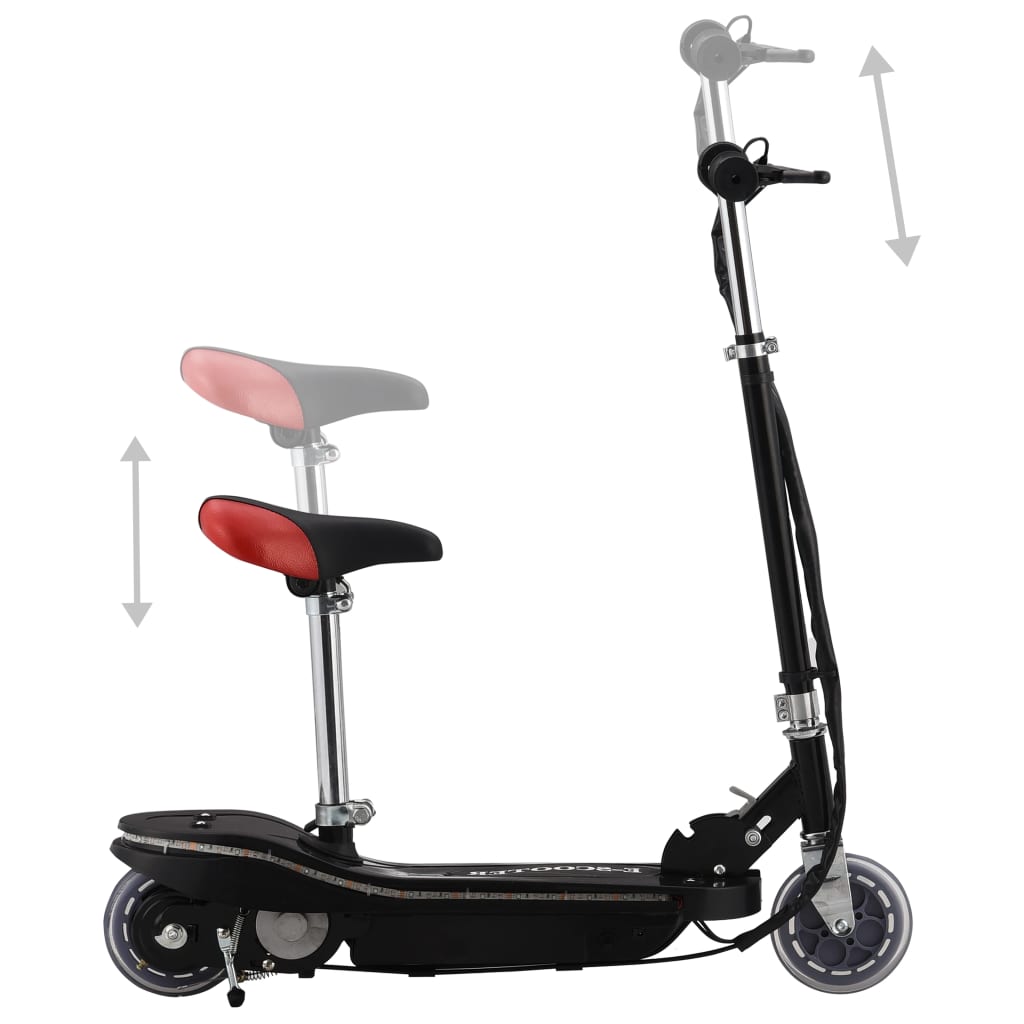 Trotinete para criança com assento e LED 120 w preto