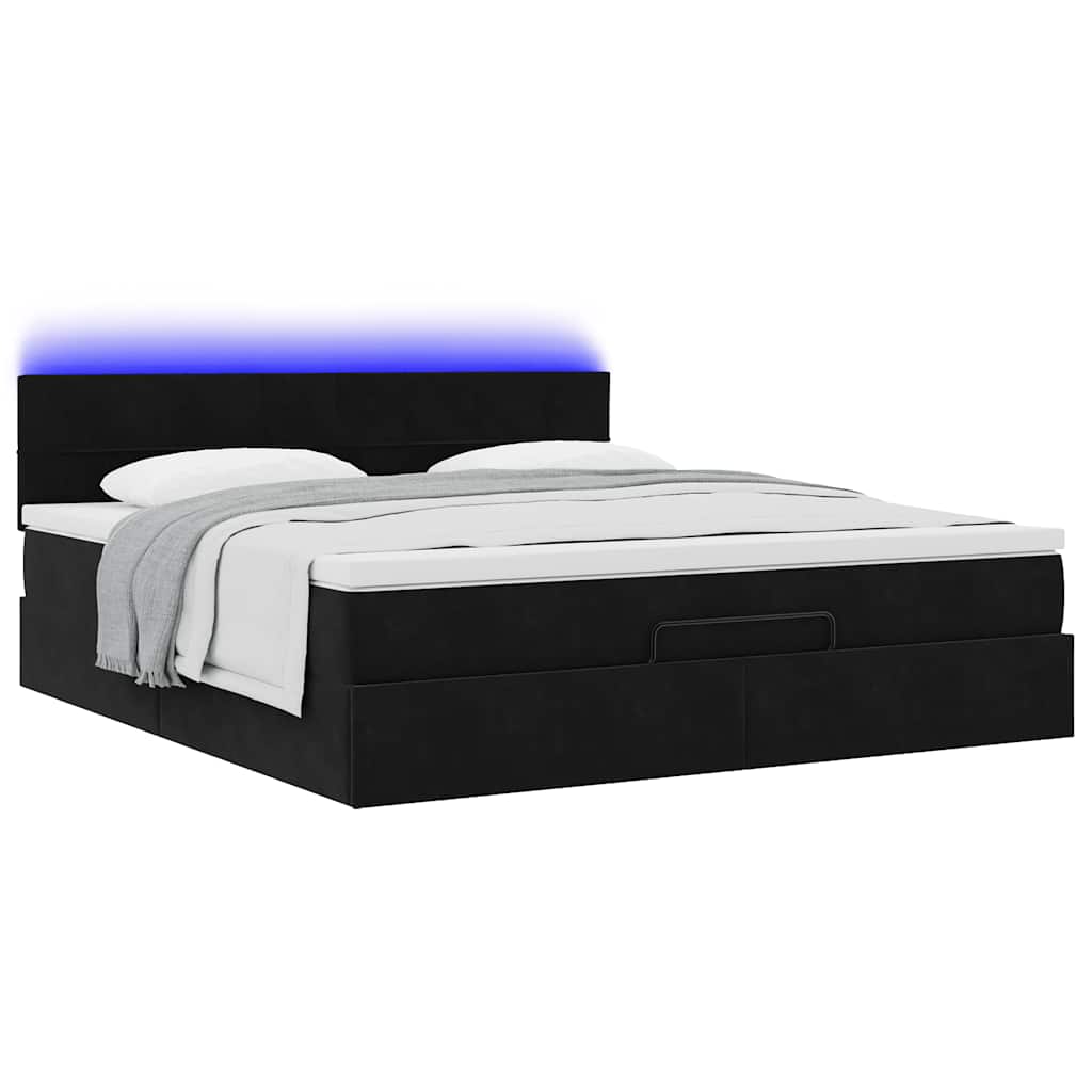 Estrutura de cama otomana com colchão 180x200 cm veludo preto